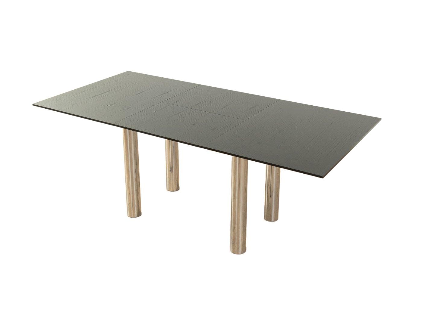 Stół rozkładany, czarny jesion, stal nierdzewna, Niemcy, lata 80.