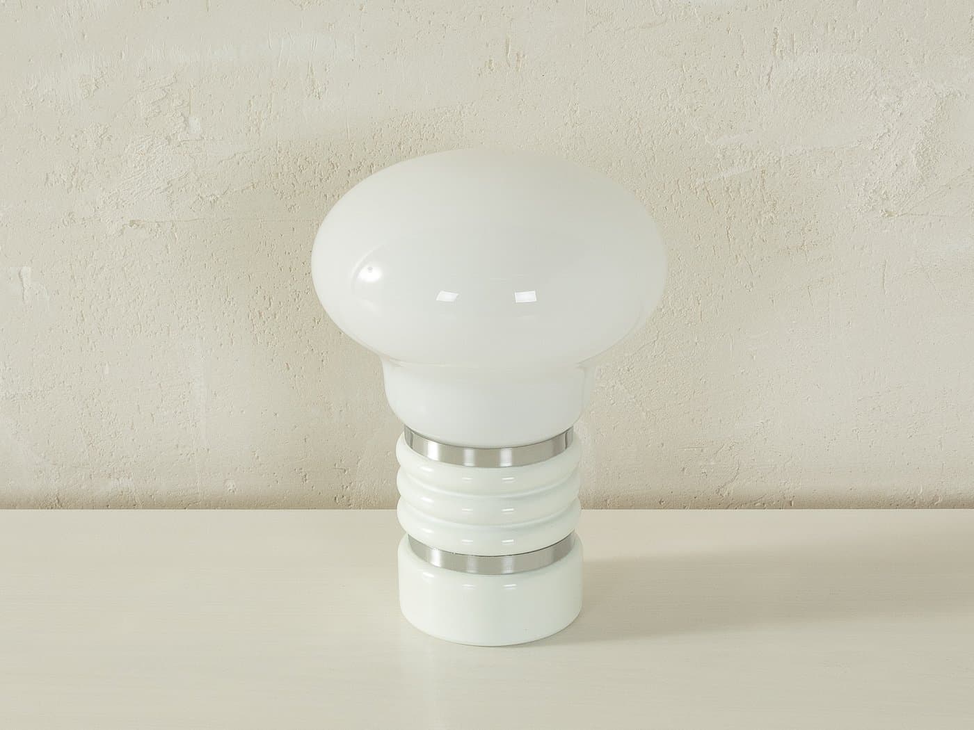 Table Lamp Bulb, matte white glass, silver metal, by E. Tronconi, Italy, 1970s. - 286945