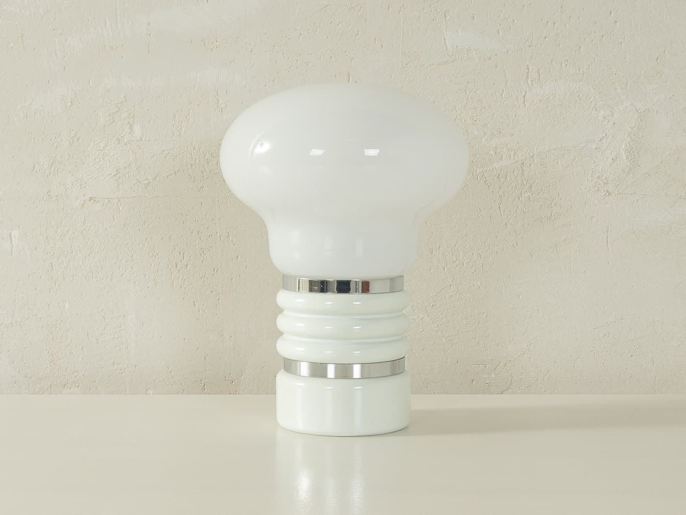 Table Lamp Bulb, matte white glass, silver metal, by E. Tronconi, Italy, 1970s. - 286940