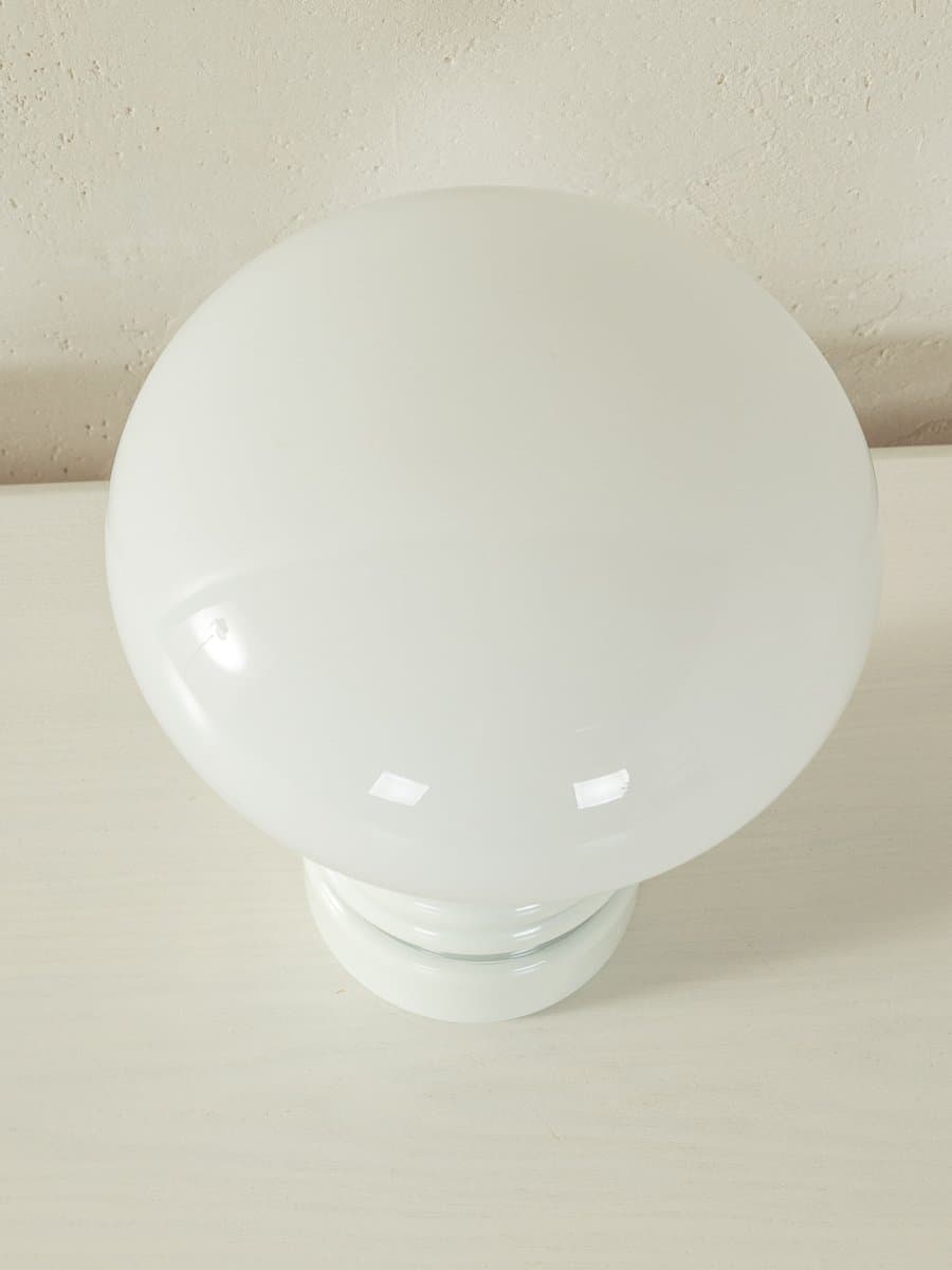 Table Lamp Bulb, matte white glass, silver metal, by E. Tronconi, Italy, 1970s. - 286941