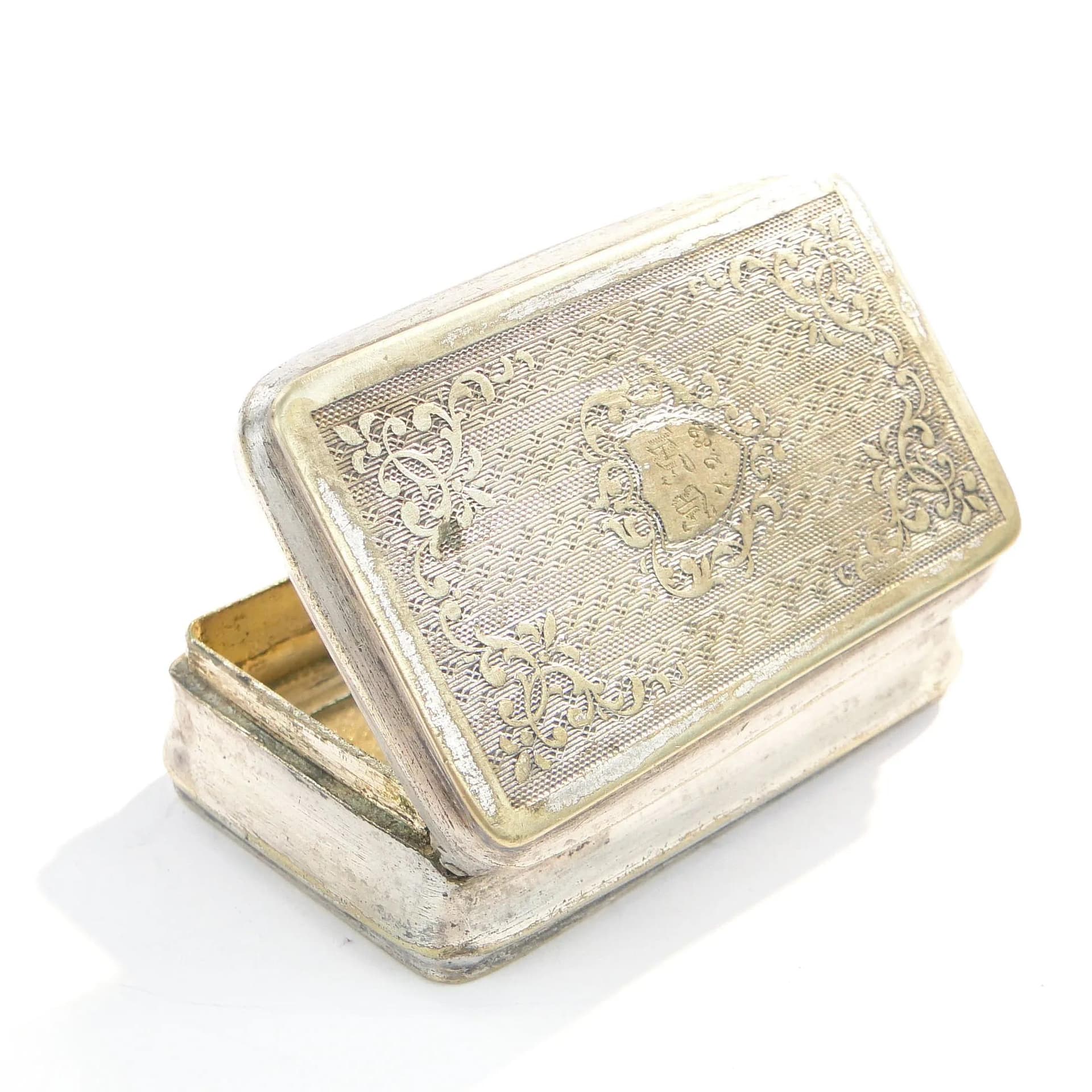 Tabakiera giloszowana, srebro, mosiądz, Austria, XIX wiek - 20939