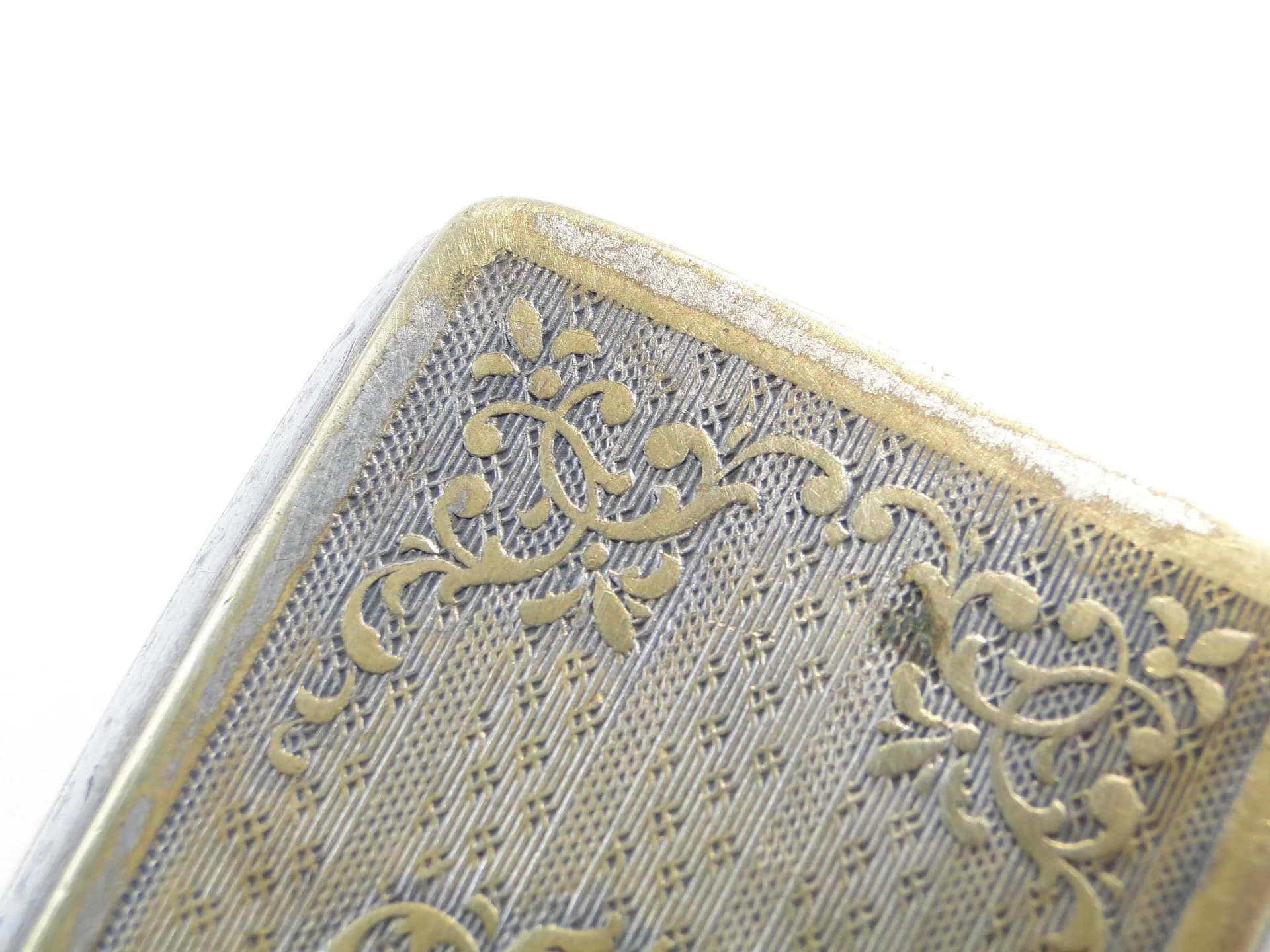 Tabakiera giloszowana, srebro, mosiądz, Austria, XIX wiek - 20936