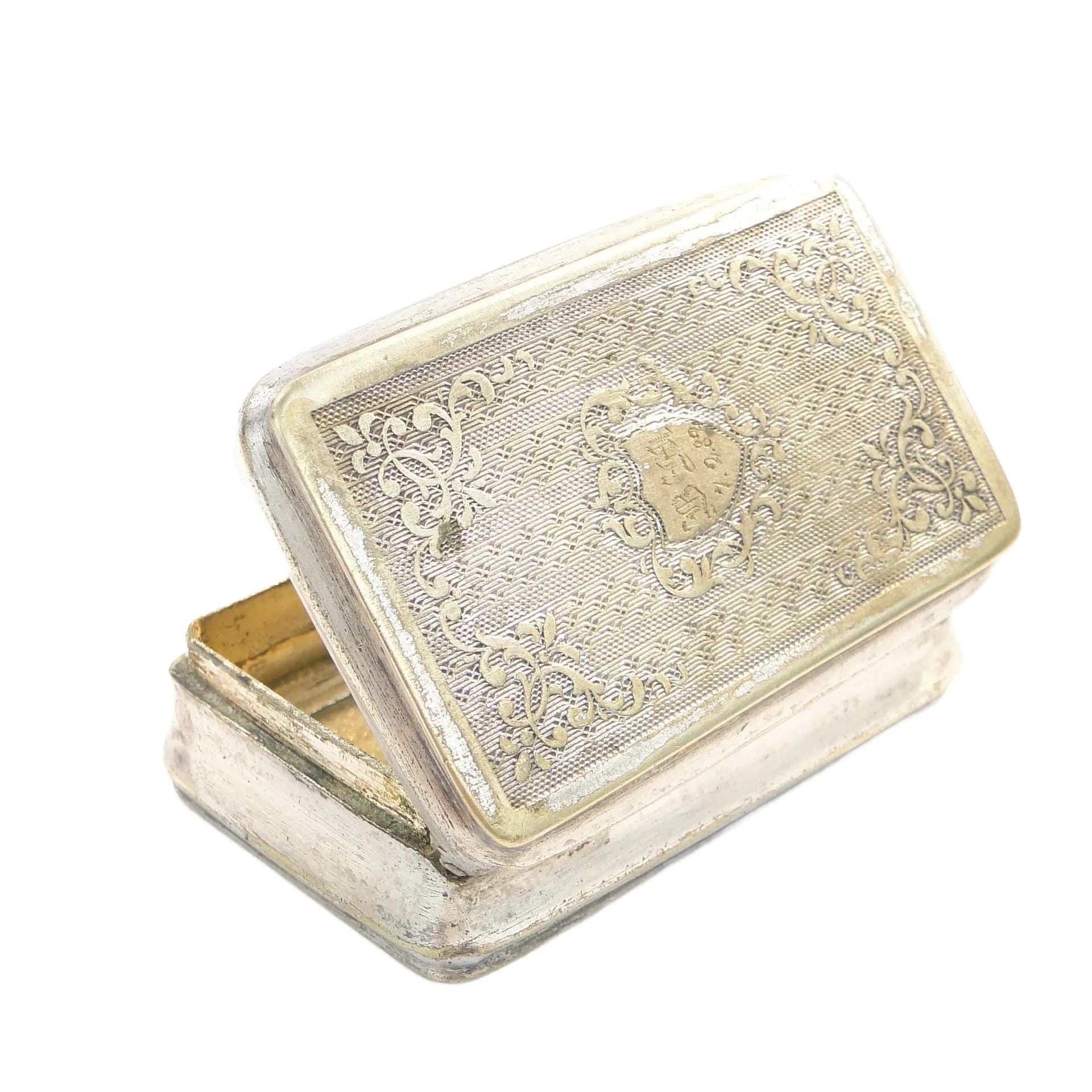 Tabakiera giloszowana, srebro, mosiądz, Austria, XIX wiek