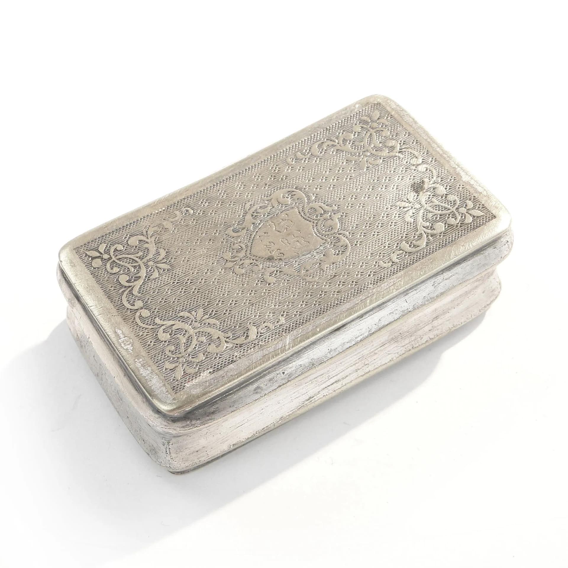 Tabakiera giloszowana, srebro, mosiądz, Austria, XIX wiek - 20933