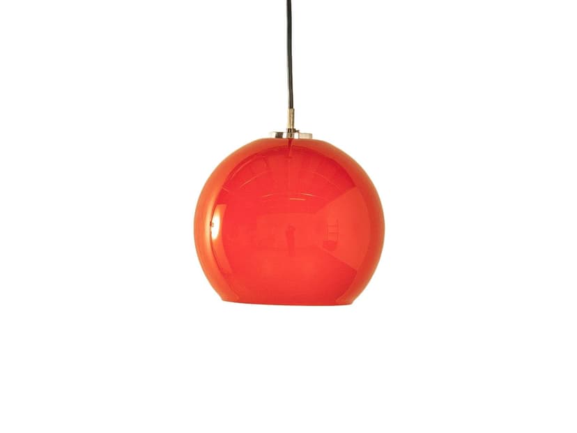 Lampa sufitowa okrągła, czerwona, szkło, Niemcy, lata 70.