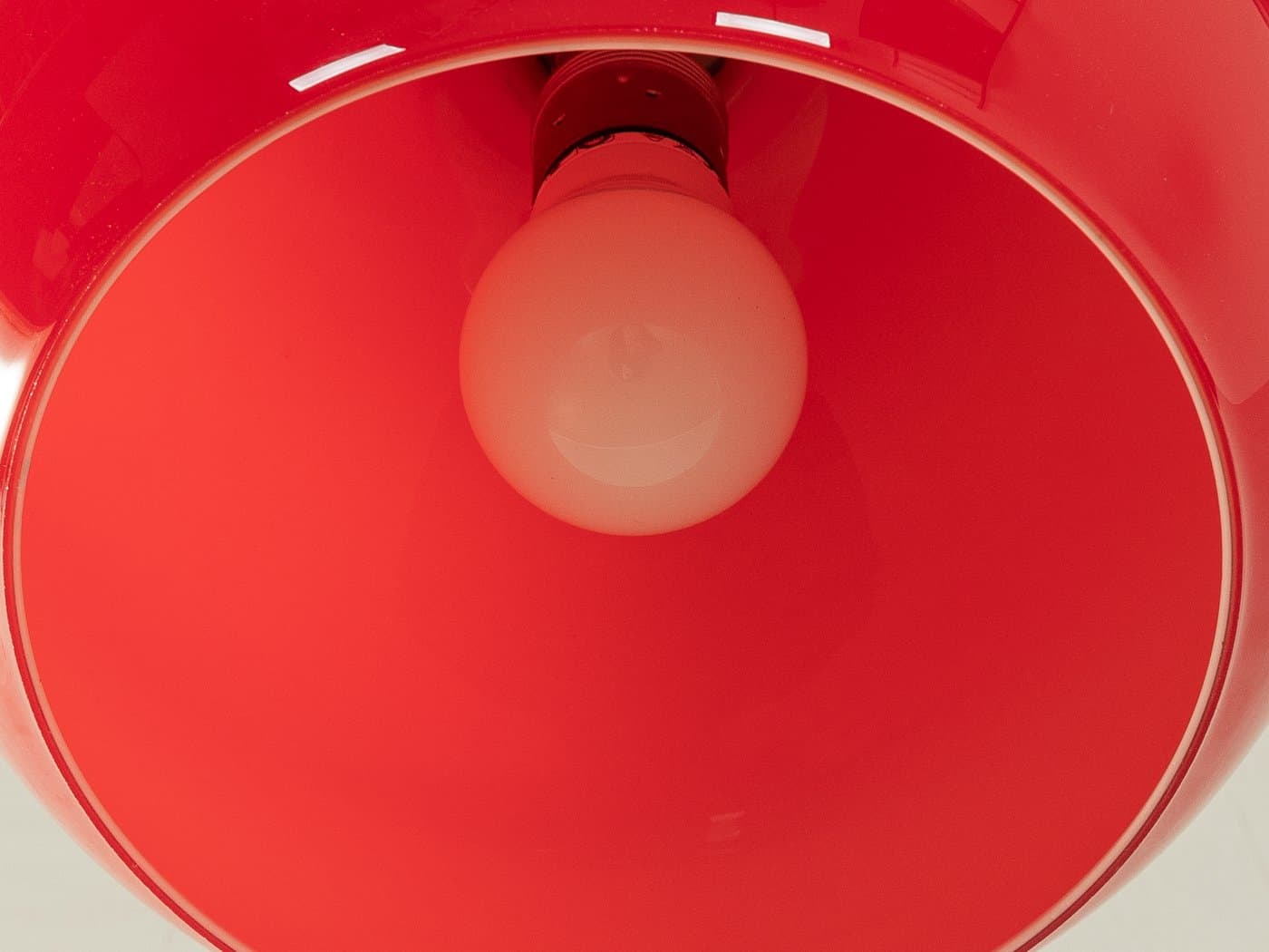 Lampa sufitowa okrągła, czerwona, szkło, Niemcy, lata 70. - 286901