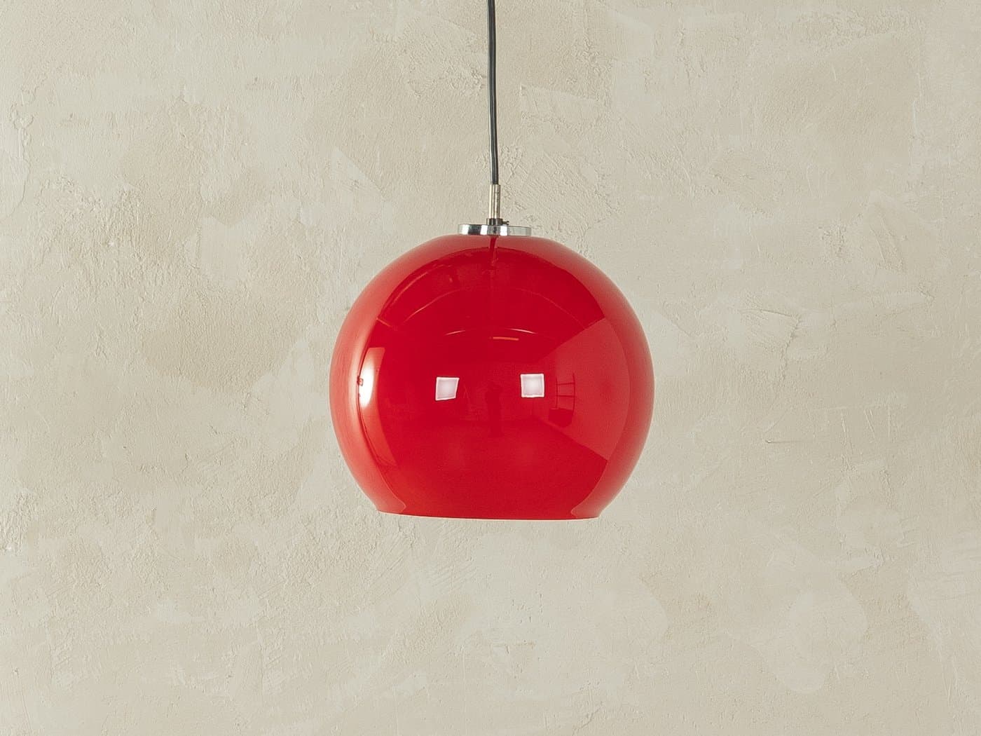 Lampa sufitowa okrągła, czerwona, szkło, Niemcy, lata 70. - 286898