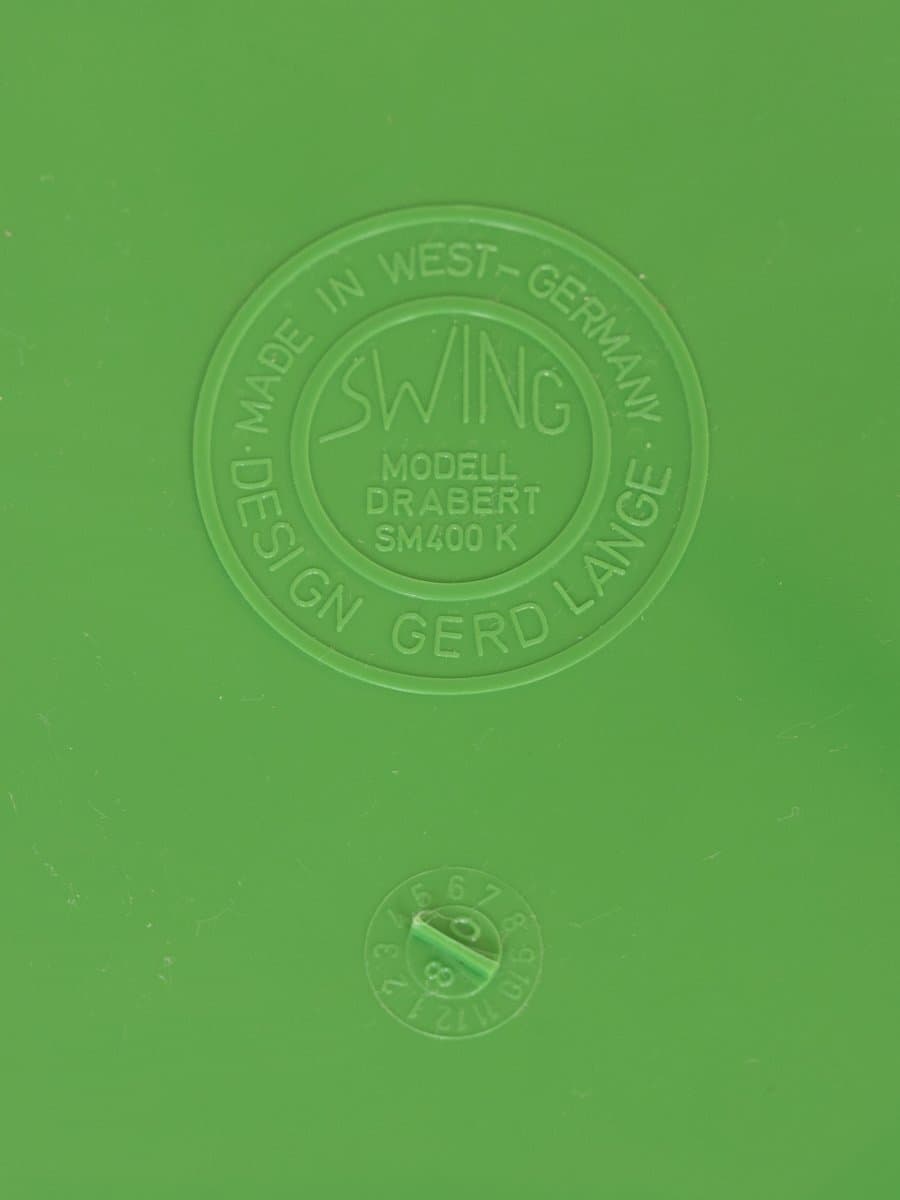 Zestaw sześciu krzeseł SM 400 Swing, plastik zielony, stal chromowana, proj. G. Lange, Niemcy, lata 60. - 286894