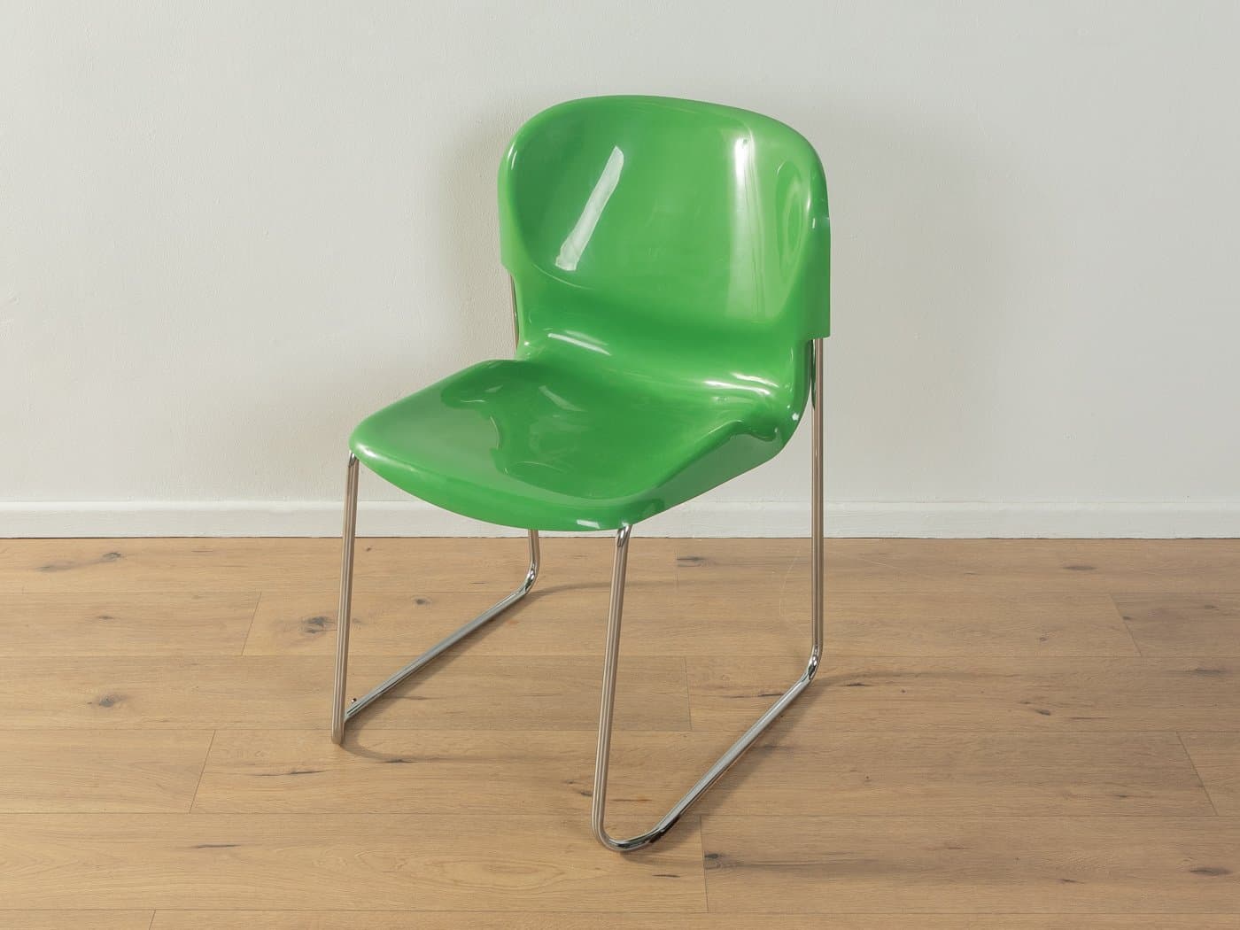 Zestaw sześciu krzeseł SM 400 Swing, plastik zielony, stal chromowana, proj. G. Lange, Niemcy, lata 60. - 286889