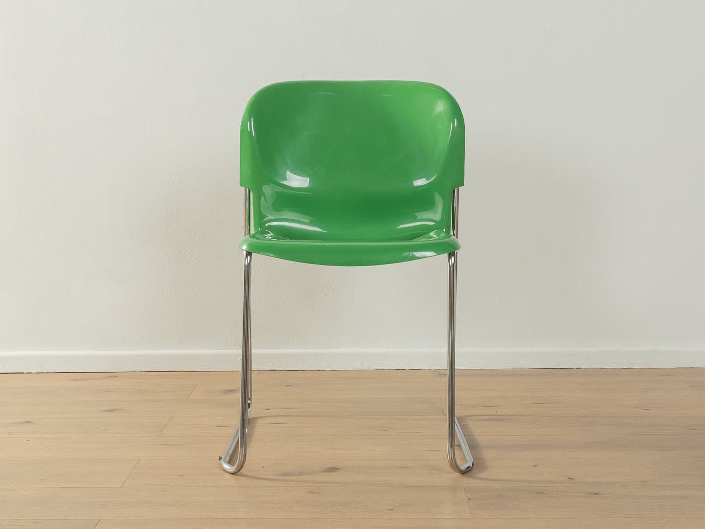 Zestaw sześciu krzeseł SM 400 Swing, plastik zielony, stal chromowana, proj. G. Lange, Niemcy, lata 60. - 286892