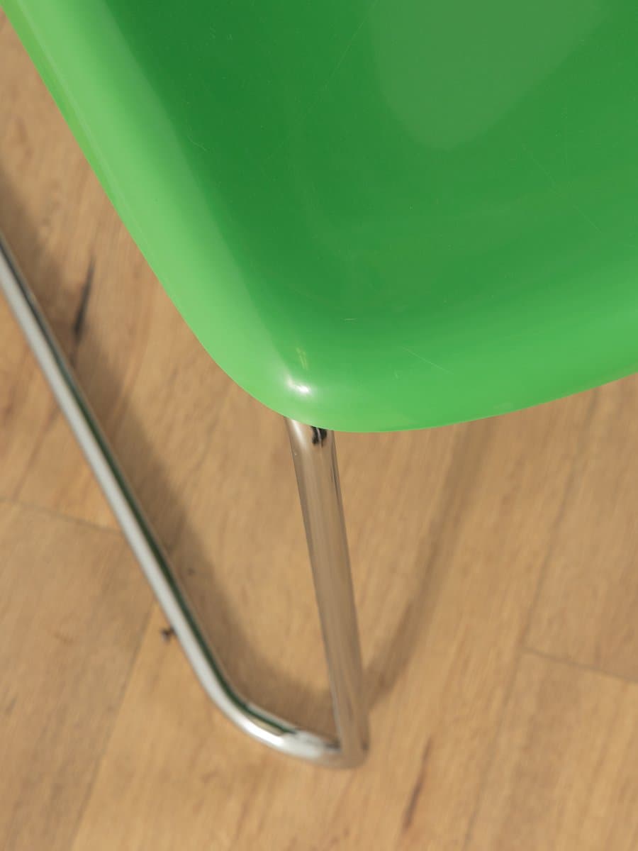 Zestaw czterech krzeseł SM 400 Swing, zielony, plastik, chrom, proj. G. Lange, Niemcy, lata 60. - 286884