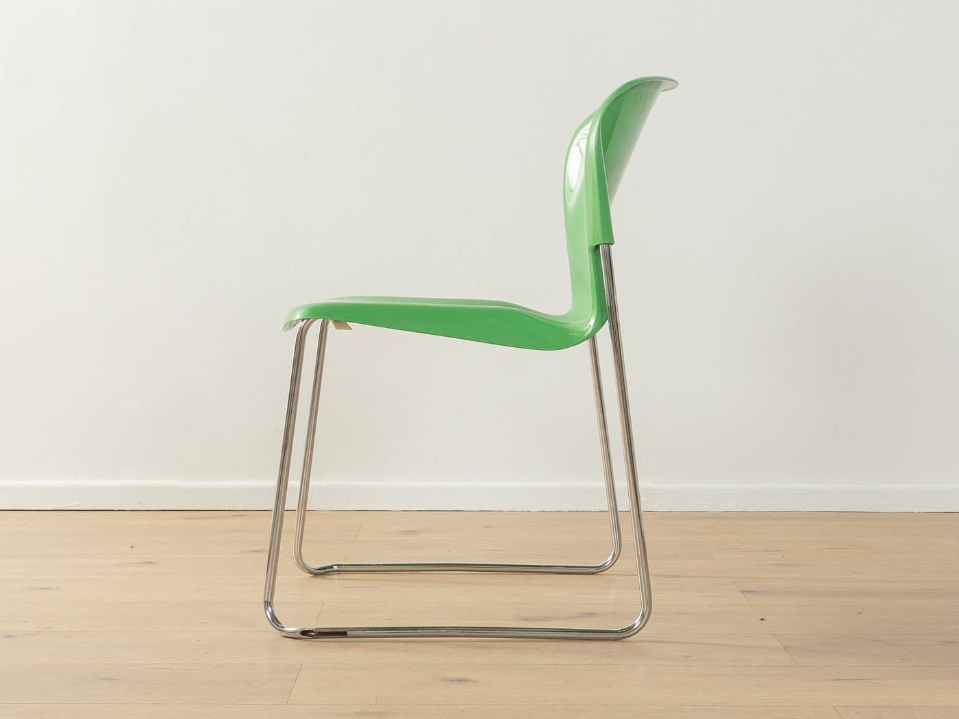 Zestaw czterech krzeseł SM 400 Swing, zielony, plastik, chrom, proj. G. Lange, Niemcy, lata 60. - 286880