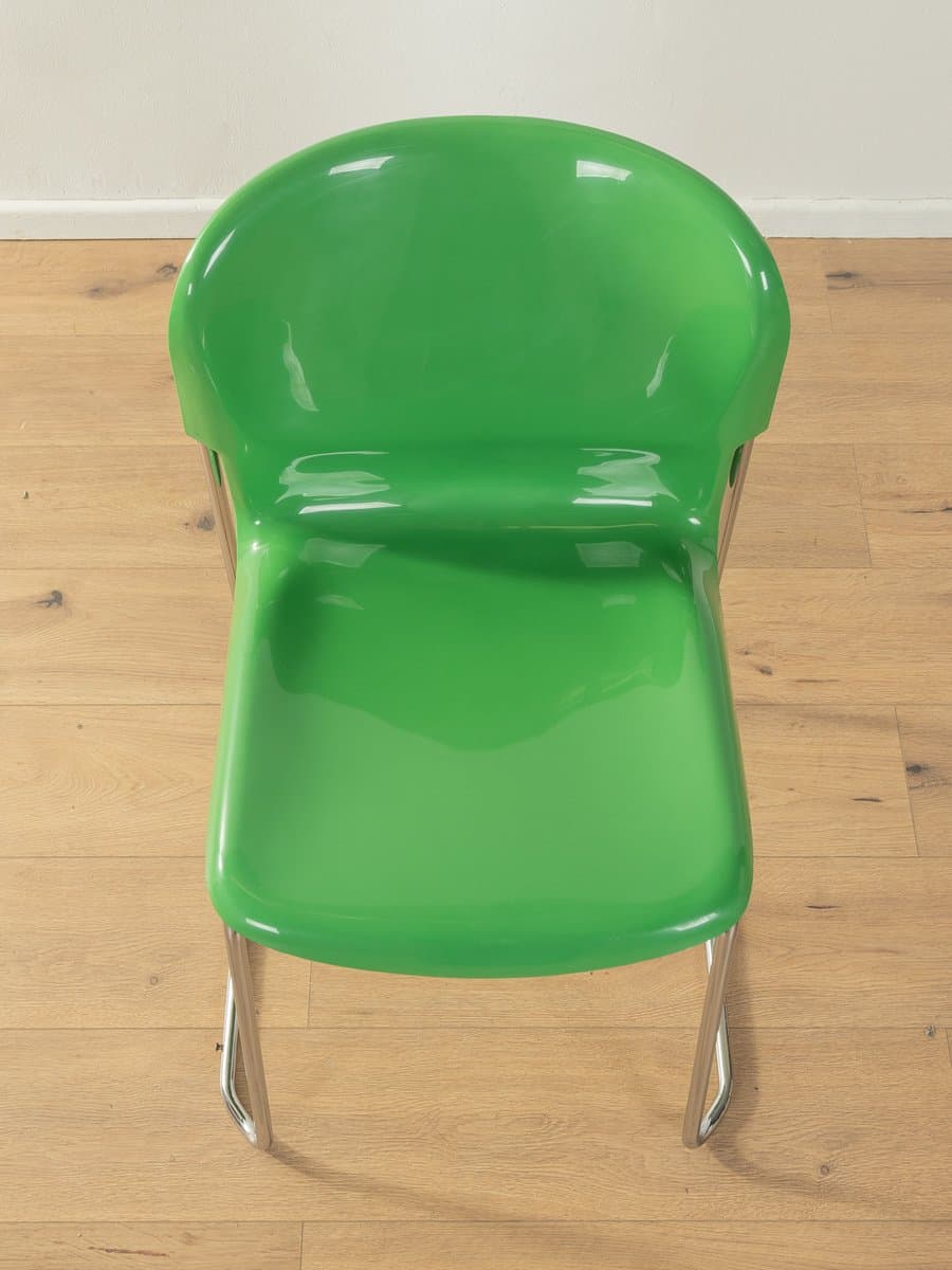 Zestaw czterech krzeseł SM 400 Swing, zielony, plastik, chrom, proj. G. Lange, Niemcy, lata 60. - 286883