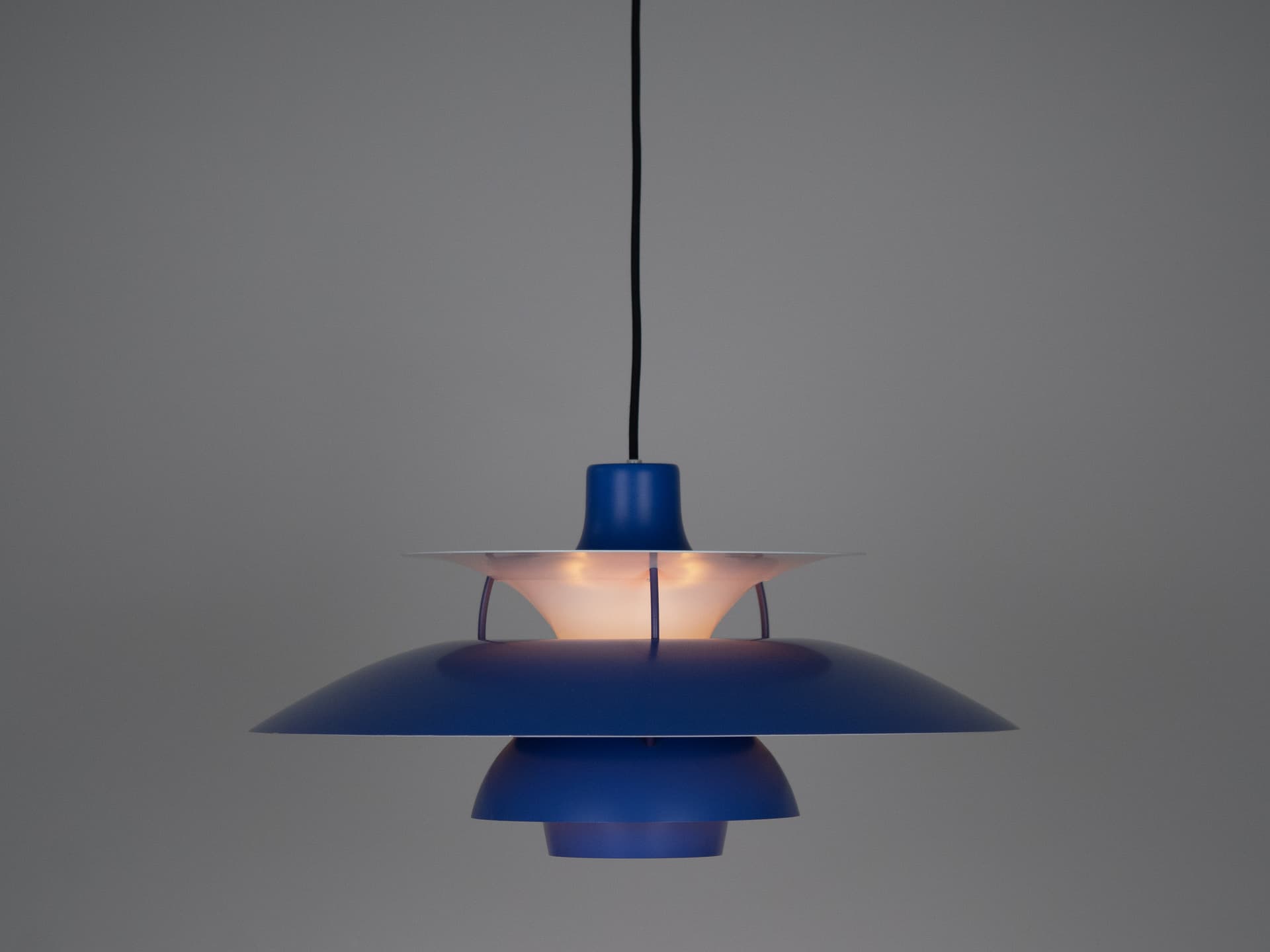 Lampa wisząca PH 5, aluminium niebieski, proj. P. Henningsen, Louis Poulsen, Dania, lata 60. - 284214
