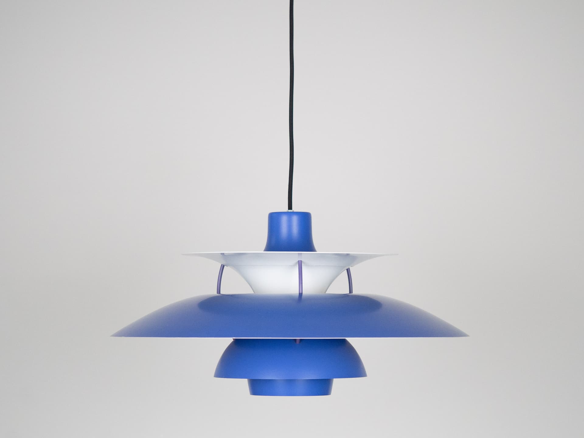 Lampa wisząca PH 5, aluminium niebieski, proj. P. Henningsen, Louis Poulsen, Dania, lata 60. - 284213