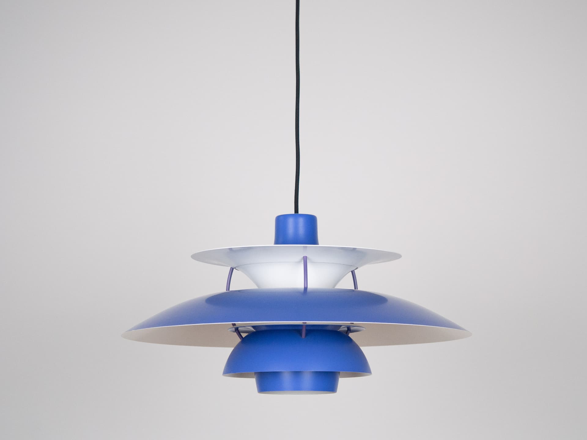 Lampa wisząca PH 5, aluminium niebieski, proj. P. Henningsen, Louis Poulsen, Dania, lata 60. - 284216