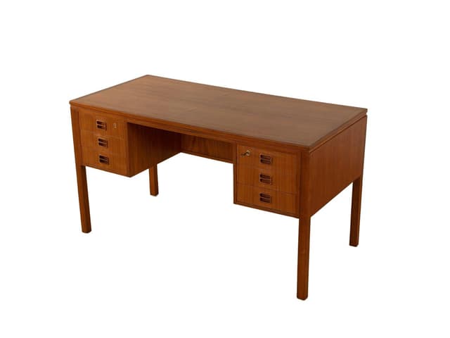 Freestanding desk, brown teak, Denmark, 1960s. - DIMENSION