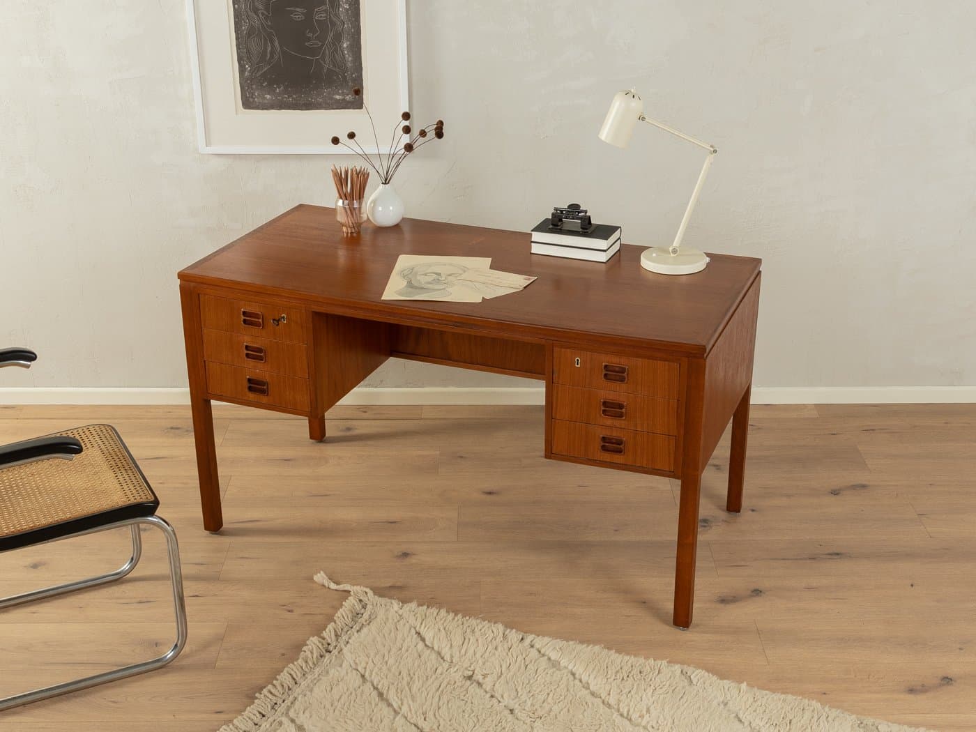 Freestanding desk, brown teak, Denmark, 1960s. - 286859