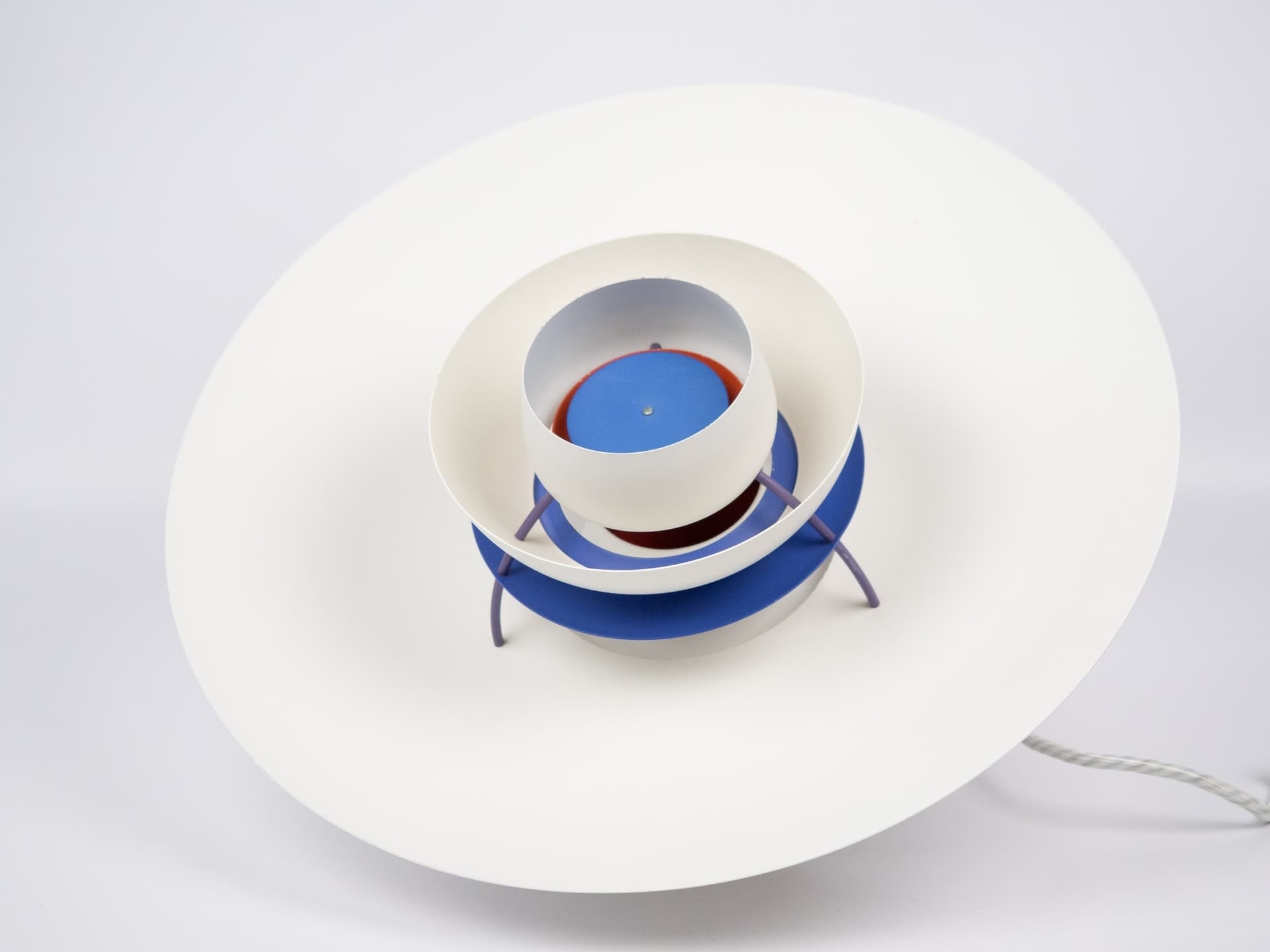 Pendant lamp PH 5, white aluminum, by P. Henningsen, Louis Poulsen, Denmark, 1960s. - 284242