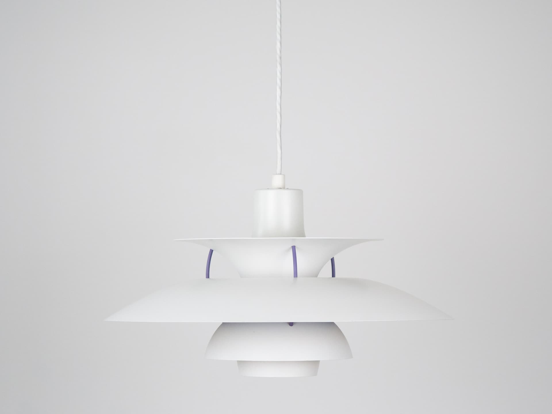 Pendant lamp PH 5, white aluminum, by P. Henningsen, Louis Poulsen, Denmark, 1960s. - 284237