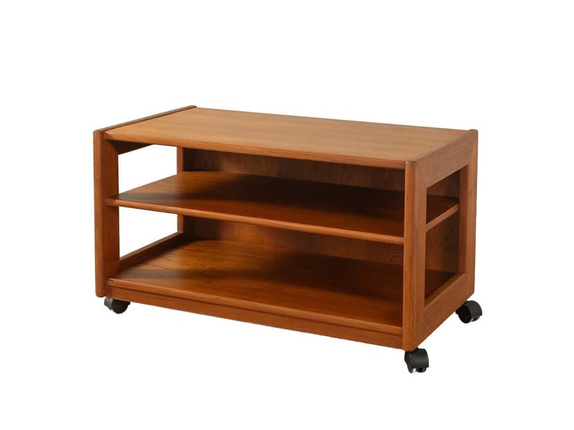 Stolik pomocniczy na kółkach, teak brązowy, Dania, lata 60.