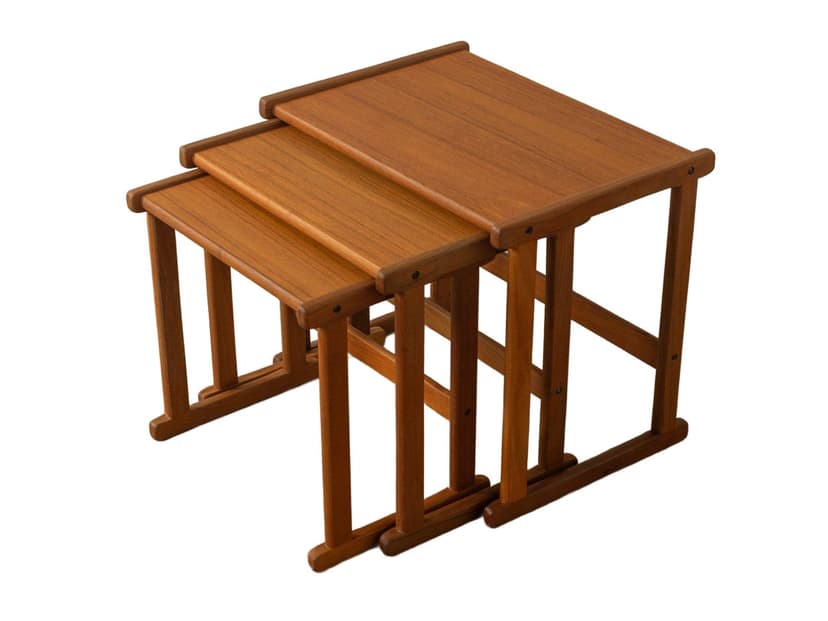 Zestaw trzech stolików typu nesting, teak brązowy, Dania, lata 60.
