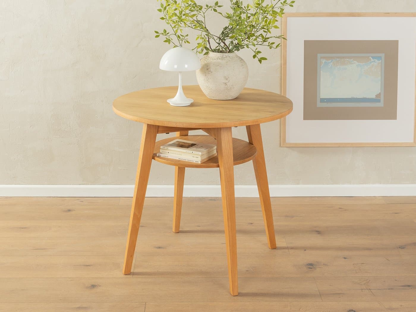 Stolik kawowy z półką, buk jasnobrązowy, orzech jasnobrązowy, lata 60. - 286691