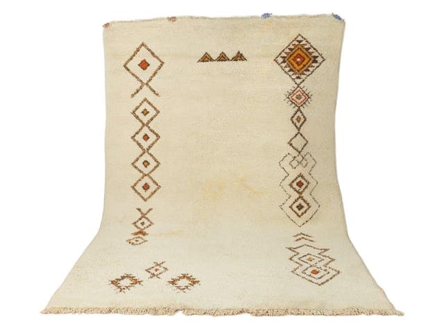 Dywan berberyjski, 344x237 cm, wełna beżowa, Maroko, lata 60. - WYMIARY