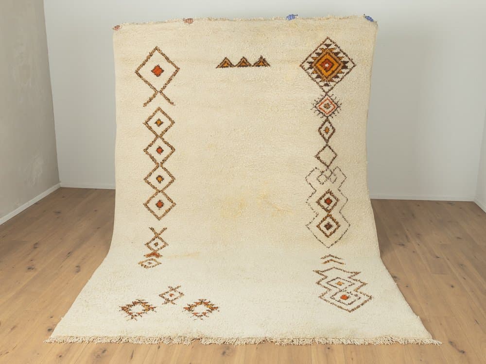 Dywan berberyjski, 344x237 cm, wełna beżowa, Maroko, lata 60. - 286689