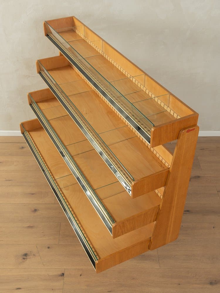 Witryna ekspozycyjna, brązowy, dąb szkło metal, Niemcy, lata 50. - 286677