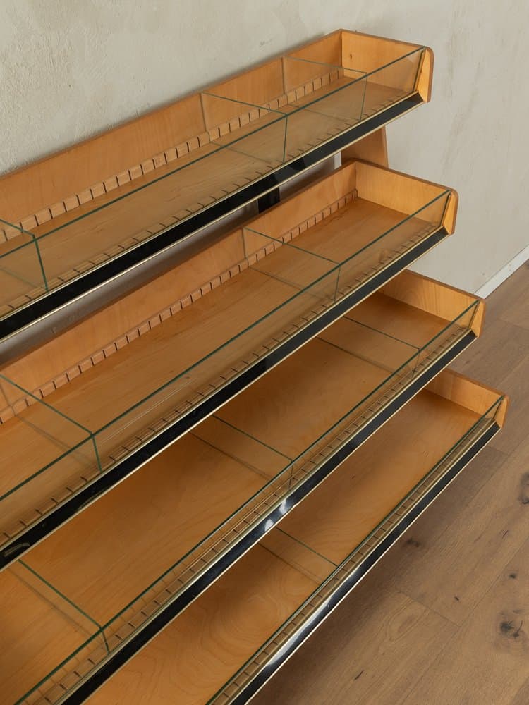 Witryna ekspozycyjna, brązowy, dąb szkło metal, Niemcy, lata 50. - 286678