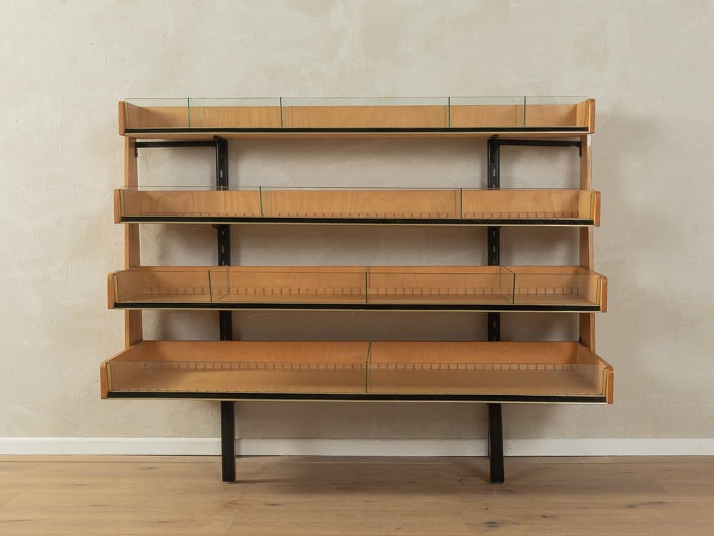 Witryna ekspozycyjna, brązowy, dąb szkło metal, Niemcy, lata 50. - 286682