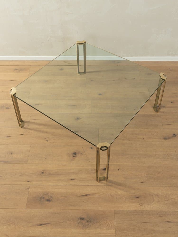 Coffee table T24V, transparent greenish glass, gold brass, by P. Ghyczy, Netherlands, 1970s. - 286636