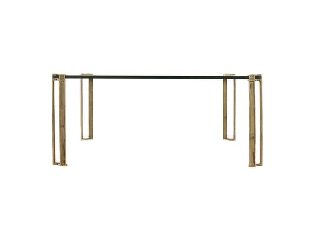 Coffee table T24V, transparent greenish glass, gold brass, by P. Ghyczy, Netherlands, 1970s. - DIMENSION