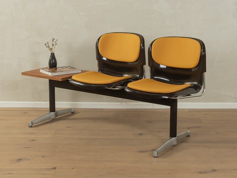 Ławka Space Age, brązowy, stal nierdzewna, tworzywo, teak, Niemcy, lata 70. - 286609