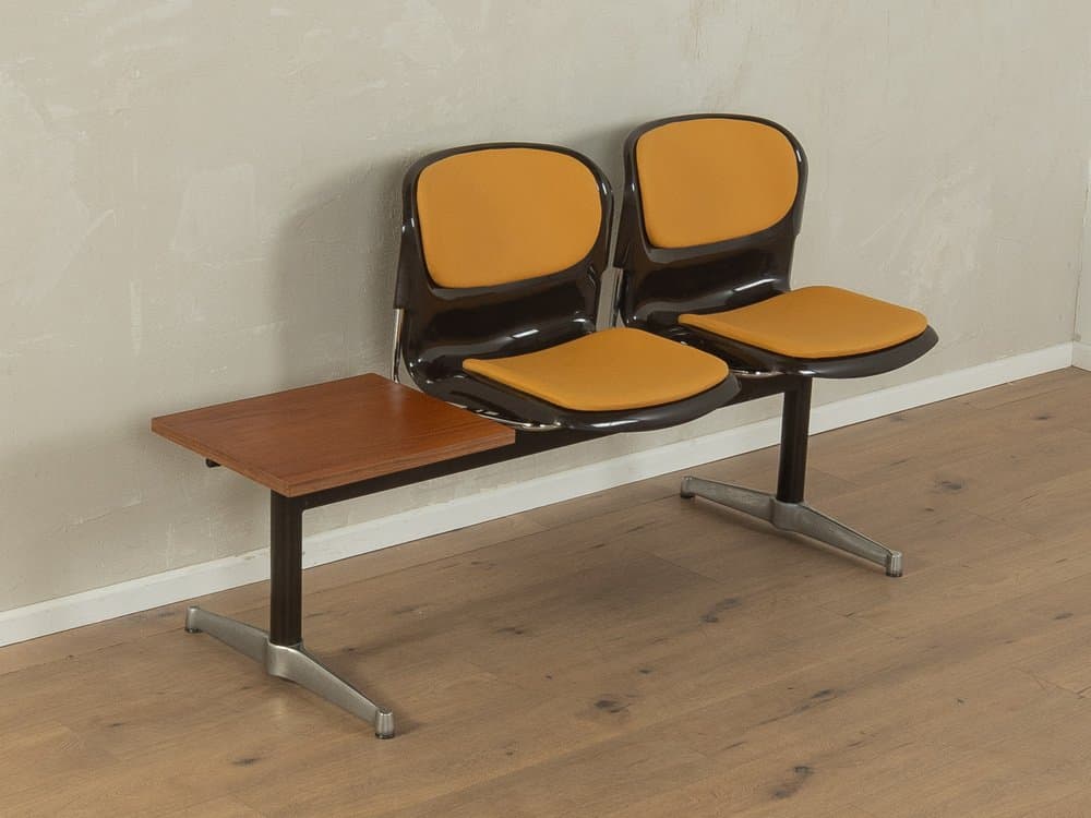 Ławka Space Age, brązowy, stal nierdzewna, tworzywo, teak, Niemcy, lata 70. - 286610