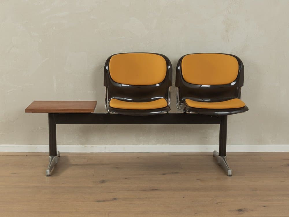 Ławka Space Age, brązowy, stal nierdzewna, tworzywo, teak, Niemcy, lata 70. - 286616