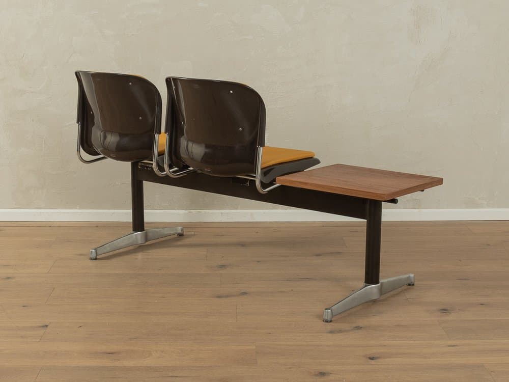 Ławka Space Age, brązowy, stal nierdzewna, tworzywo, teak, Niemcy, lata 70. - 286612