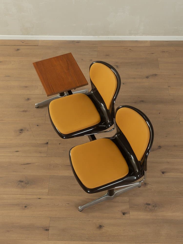 Ławka Space Age, brązowy, stal nierdzewna, tworzywo, teak, Niemcy, lata 70. - 286613