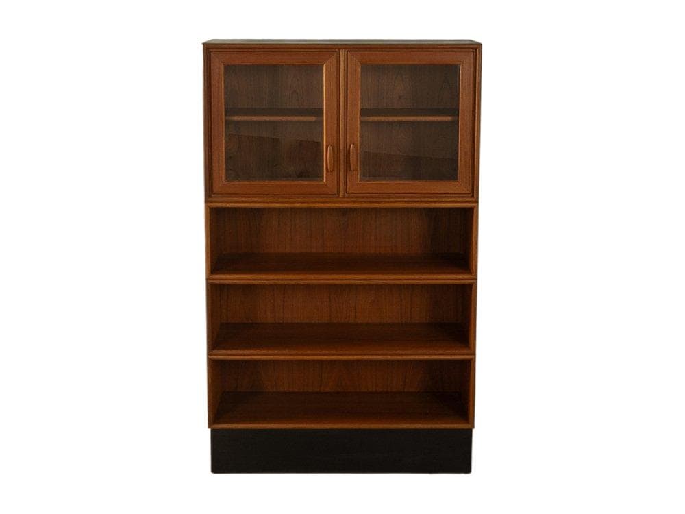 Witryna, teak brązowy, szkło czarny, Niemcy, lata 60.