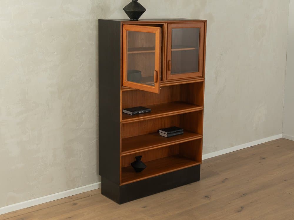 Witryna, teak brązowy, szkło czarny, Niemcy, lata 60. - 286600