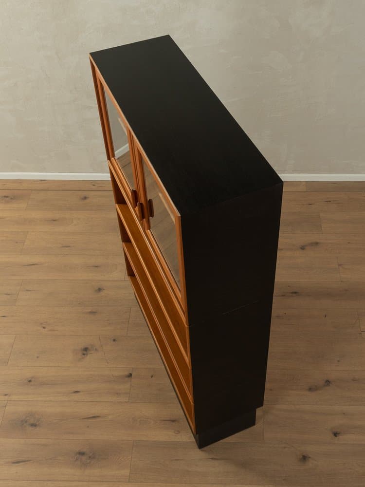 Witryna, teak brązowy, szkło czarny, Niemcy, lata 60. - 286603