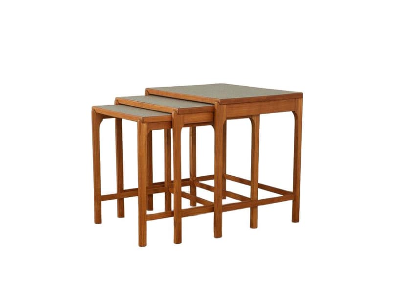 Zestaw trzech stolików pomocniczych, wiśnia brązowy, Niemcy, lata 50.