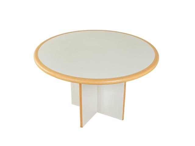 Stół jadalniany okrągły, jesion biały, Niemcy, lata 70. - WYMIARY