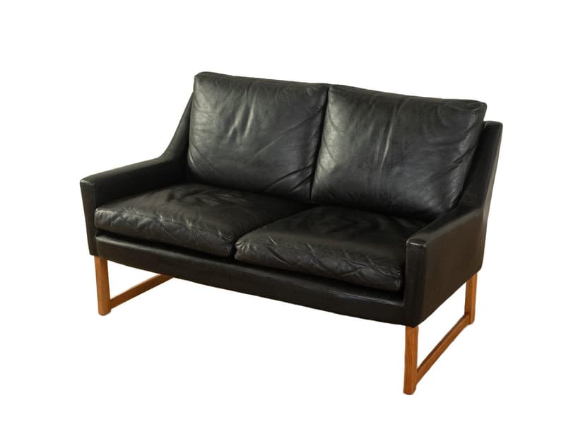 Sofa, skóra czarna, proj. R. B. Glatzel, Kill International, Niemcy, lata 60.