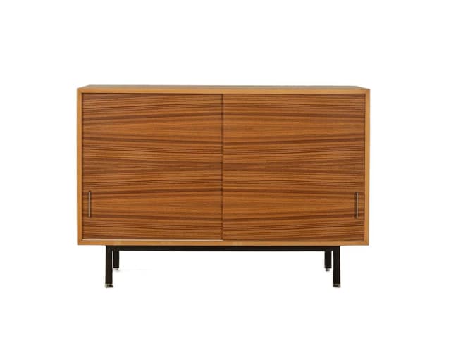 Komoda, brązowy, drewno, stal czarna, Niemcy, lata 50. - WYMIARY