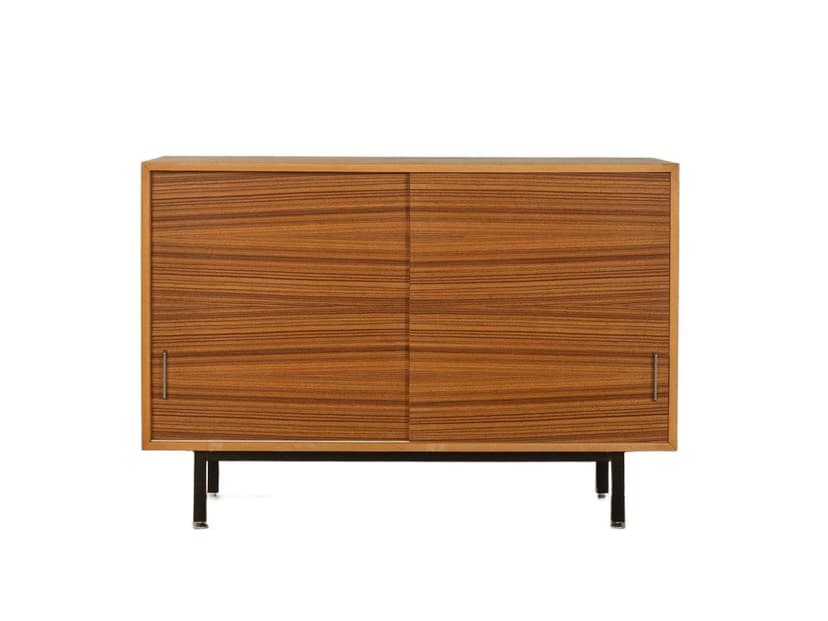 Komoda, brązowy, drewno, stal czarna, Niemcy, lata 50.