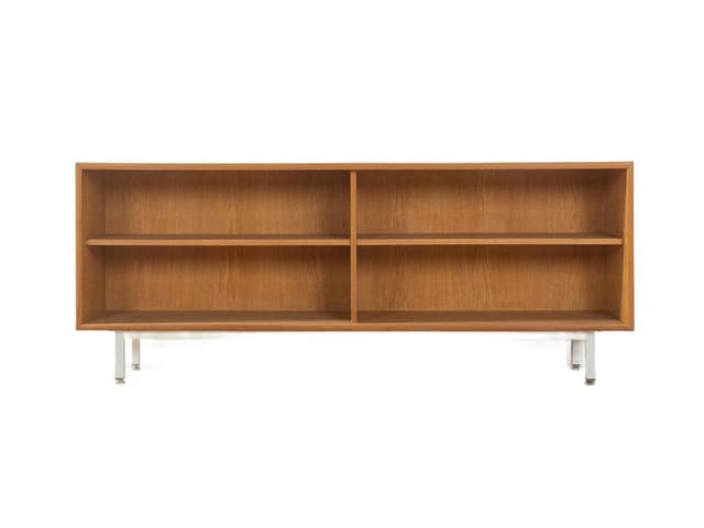 Sideboard, dąb brązowy, stal biała, WK Möbel, Niemcy, lata 60. - WYMIARY