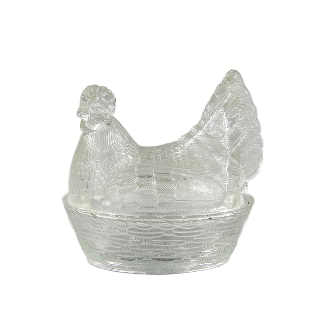 Bomboniera kura, szkło transparent, Ząbkowice, Polska, lata 70. - WYMIARY