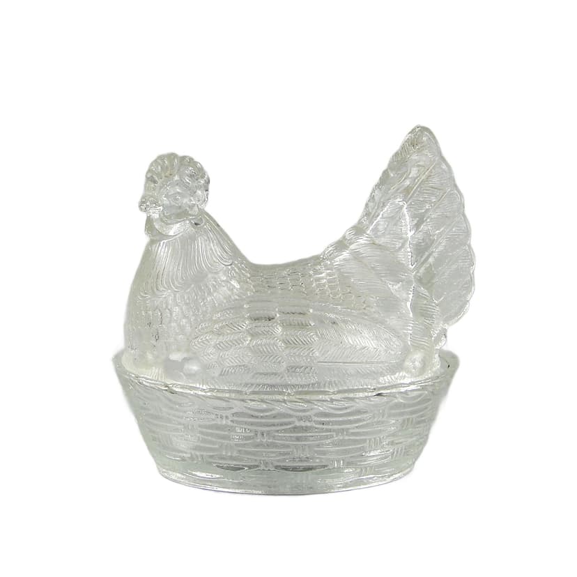 Bonbonniere Hen, Transparent Glass, Ząbkowice, Poland, 1970s